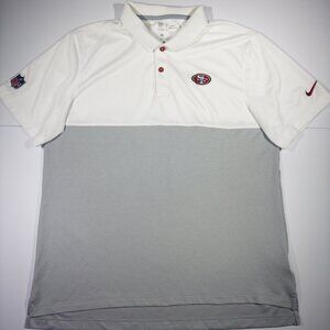 Nike Men's NFL San Francisco 49ers Polo Shirt White Gray Dri Fit - Size Large